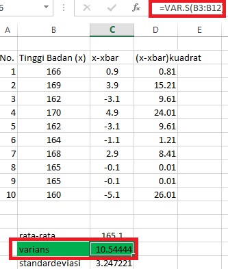 rumus-varians-pada-excel - Blog Yuva